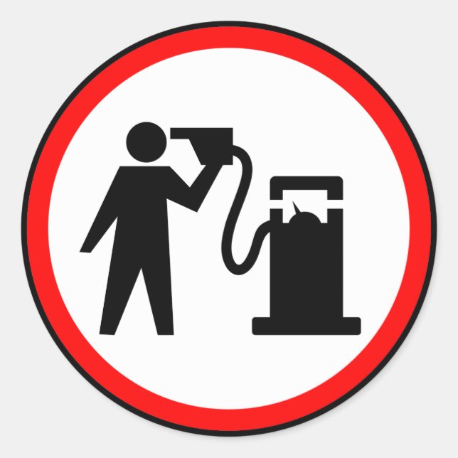 Benzinsuizid Runder Aufkleber (Vorderseite)