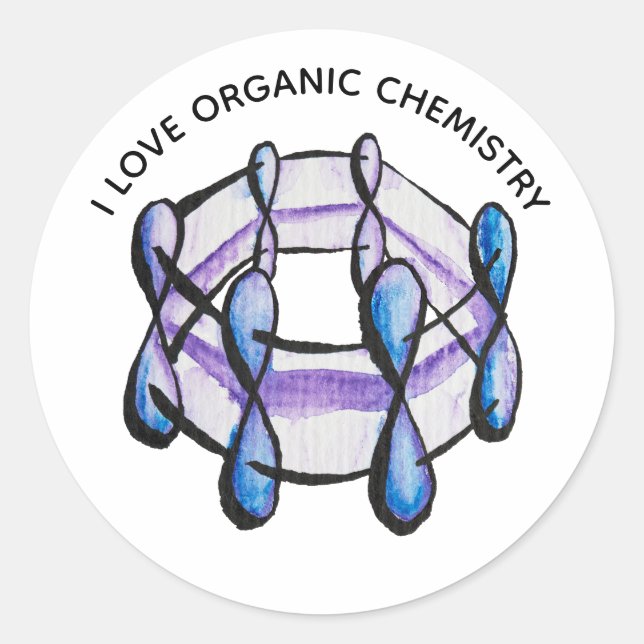 Benzol Molecule Liebe Chemie Runder Aufkleber (Vorderseite)