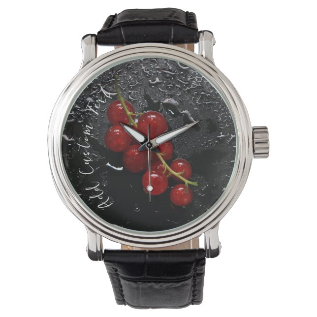 Beobachten Sie mit rotem Berry Pattern Schwarzer H Armbanduhr (Vorderseite)