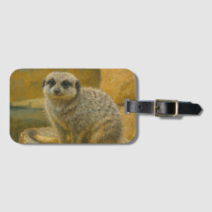 Beobachtende Stille - Realistisches Meerkat-Portra Gepäckanhänger