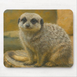 Beobachtende Stille - Realistisches Meerkat-Portra Mousepad