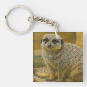 Beobachtende Stille - Realistisches Meerkat-Portra Schlüsselanhänger