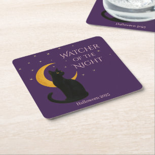 Beobachter der Nacht - Halloween-Schwarze Katze Rechteckiger Pappuntersetzer