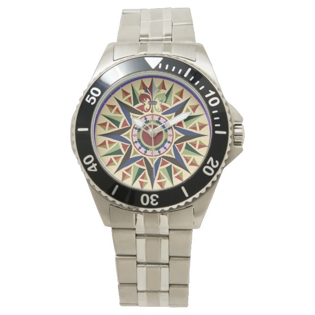 Beobachtung der Rose des Nautischen Kompasses Armbanduhr (Vorderseite)