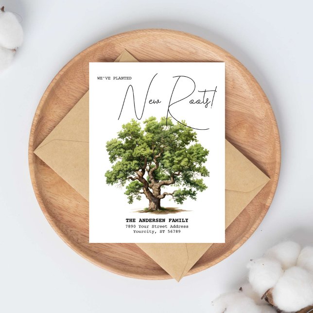 Bepflanzte neue Wurzeln Adresse Eichenbaum Wasserf Ankündigungspostkarte (Von Creator hochgeladen)