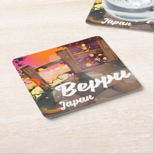 Beppu Japanisches Reiseplakat Rechteckiger Pappuntersetzer