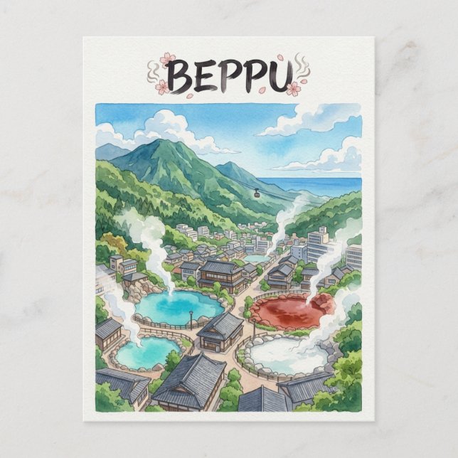 Beppu Postkarte (Vorderseite)