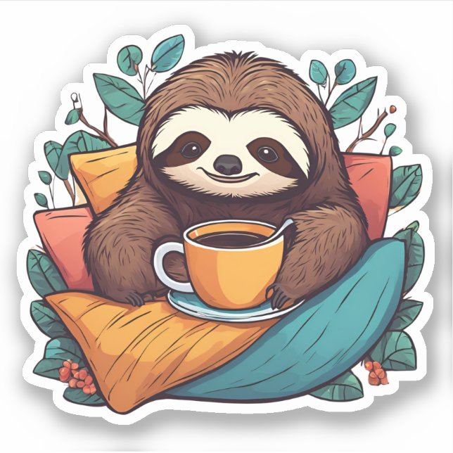 Bequem Platz mit Kaffee wasserdicht Aufkleber (Vorderseite)