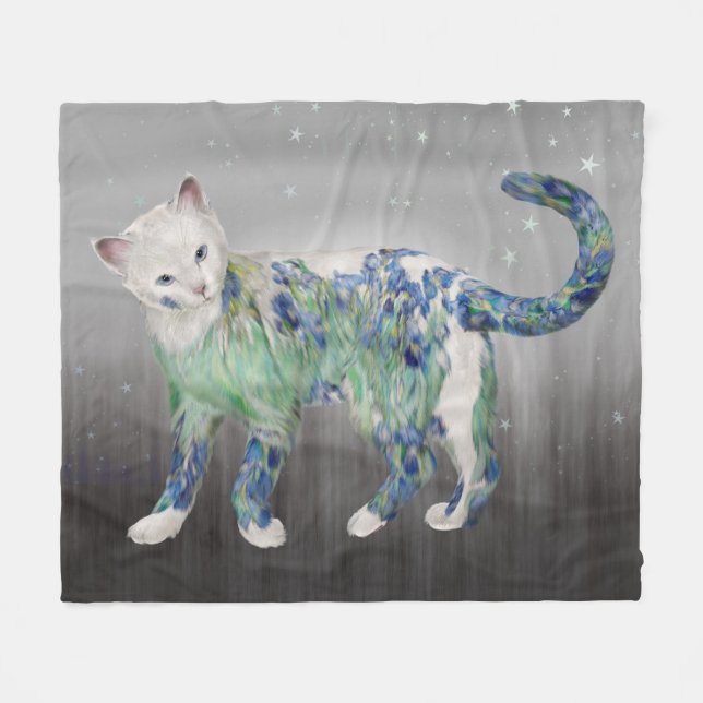 Bequeme weiße Lillie Katze Fleecedecke (Vorderseite (Horizontal))