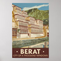 Berat Albanien Illustration Travel Art Vintag