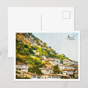 Berat Albanien Schöne Öl Paint Landschaft Postkarte