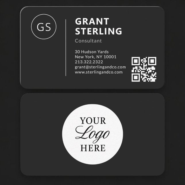 Berater Schwarz Logo QR Code Professional Visitenkarte (Von Creator hochgeladen)