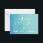 Beratung für Braut und Bräutigam, Aquamarin/blau Hinweiskarte<br><div class="desc">Die Blue & Aquamarin Ombre Watercolor Wedding Suite ist eine tolle Ergänzung! "Beratung & Wohlwünsche" für die Braut- und Bräutigkarten. Mit "Visitenkarten-Technologie" werden diese kleinen Karten in Bündelpackungen gedruckt, damit Sie sie bei Hochzeitsfeiern, Duschen und Ihrem Empfang auslegen können! Erlauben Sie Ihren Gästen, ein Tidbit für Sie beide zu schreiben,...</div>