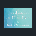 Beratung für Braut und Bräutigam, Aquamarin/blau Hinweiskarte<br><div class="desc">Die Blue & Aquamarin Ombre Watercolor Wedding Suite ist eine tolle Ergänzung! "Beratung & Wohlwünsche" für die Braut- und Bräutigkarten. Mit "Visitenkarten-Technologie" werden diese kleinen Karten in Bündelpackungen gedruckt, damit Sie sie bei Hochzeitsfeiern, Duschen und Ihrem Empfang auslegen können! Erlauben Sie Ihren Gästen, ein Tidbit für Sie beide zu schreiben,...</div>
