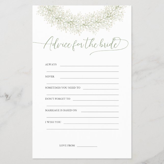 Beratung für den Bride Brautparty Game Flyer (Vorne)