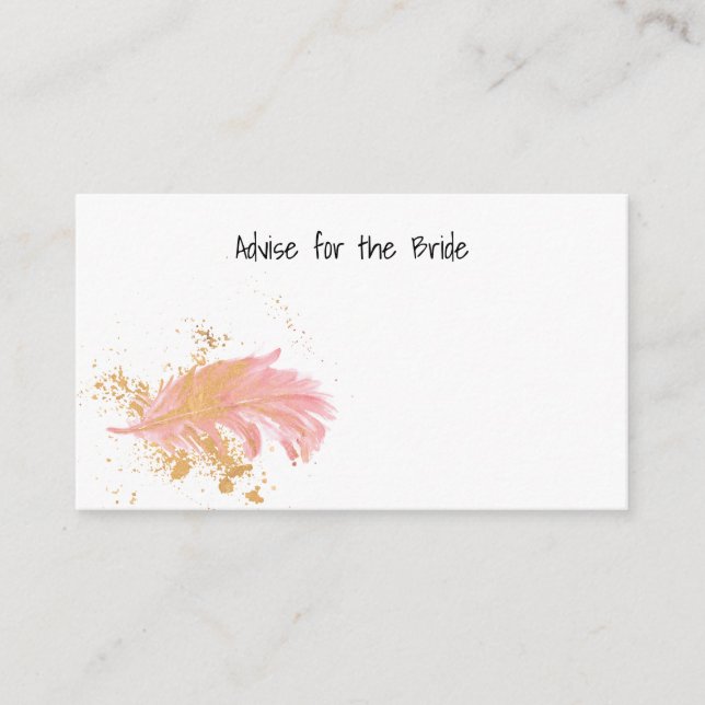 Beratung für die Bride Gold und Pink Feather Hinweiskarte (Vorderseite)