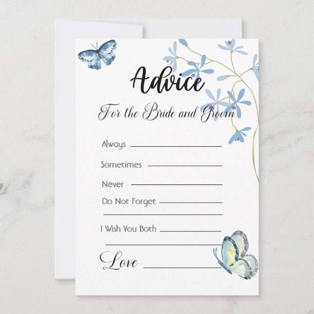 Beratung für die Bride und Groom Blue Schmetterlin Einladung (Vorderseite)