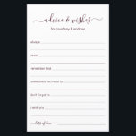 Beratung und Wünsche<br><div class="desc">Diese einfachen, bordeauxroten und weißen, modernen, minimalistischen, handgeschriebenen Skriptblätter "Advice & Wishings" sind perfekt für Brautparty-, Probe- oder Hochzeitsgäste. Die Menschen werden die Liebe haben, die Anweisungen zu bekommen - sie machen es so einfach, liebende Ratschläge und gute Wünsche verlassen. Sie werden noch auf Jahre geschätzt.</div>