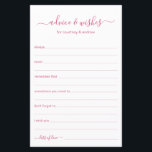 Beratung und Wünsche<br><div class="desc">Diese einfachen, in Rose rosa und weiß, modernen, minimalistischen, handgeschriebenen Skript-Advice & Wishings-Blätter sind ideal für Brautparty-, Probe- oder Hochzeitsgäste, die sich für das glückliche Paar ausfüllen. Die Menschen werden die Liebe haben, die Anweisungen zu bekommen - sie machen es so einfach, liebende Ratschläge und gute Wünsche verlassen. Sie werden...</div>
