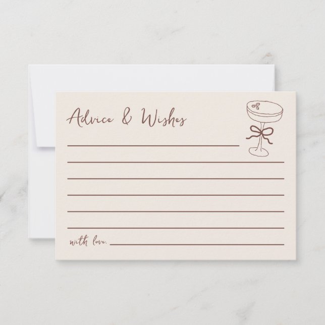 Beratung und Wünsche für Bride Espresso Martini Mitteilungskarte (Vorderseite)