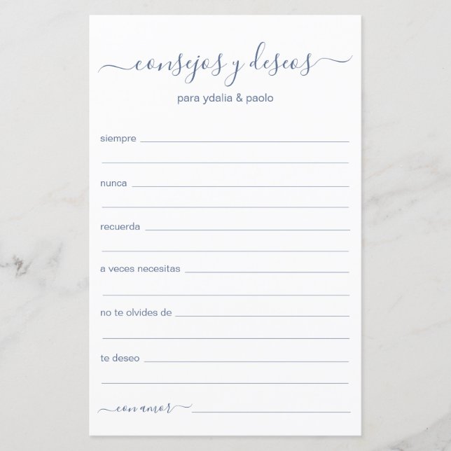 Beratung und Wünsche Spanisch (Vorderseite)