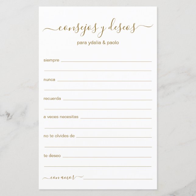 Beratung und Wünsche Spanisch (Vorderseite)