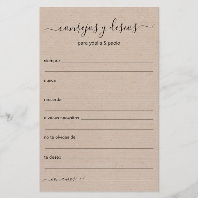 Beratung und Wünsche Spanisch (Vorderseite)