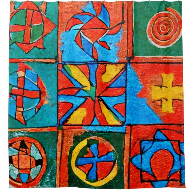 Berber Amazigh Motive, Zeichen und Symbole abstrak Duschvorhang (Vorderseite)
