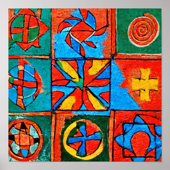 Berber Amazigh Motive, Zeichen und Symbole abstrak Poster (Vorne)