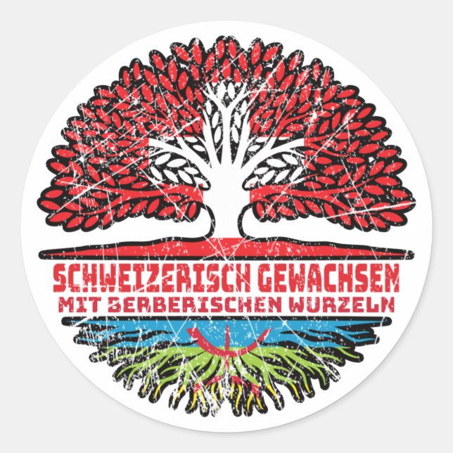 Berber Berberisch Schweizer Schweiz Baum Wurzel Runder Aufkleber (Vorderseite)