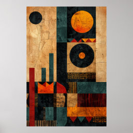 Berbertribale Grafik: geometrische Erdtöne Poster