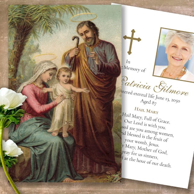 Bereavement Perte Sainte Famille Prière Sympathie  (catholic, religious, celebration of life, in loving memory of, prayer cards for bereavement)
