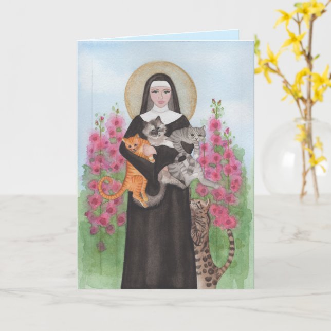 Bereavement Verlust der Katze St. Gertrude Schutzh Karte (Gelbe Blume)