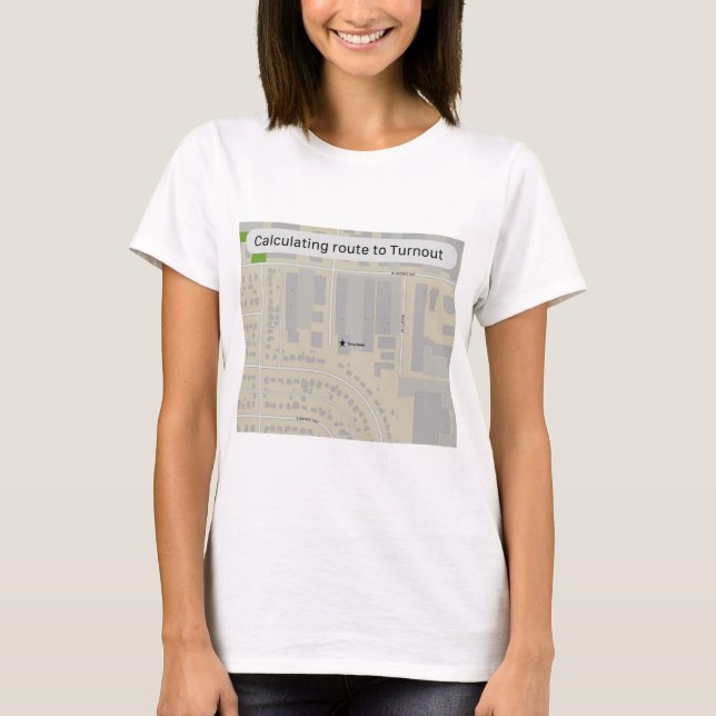Berechnung der Route bis zur Ausschüttung T-Shirt (Vorderseite)