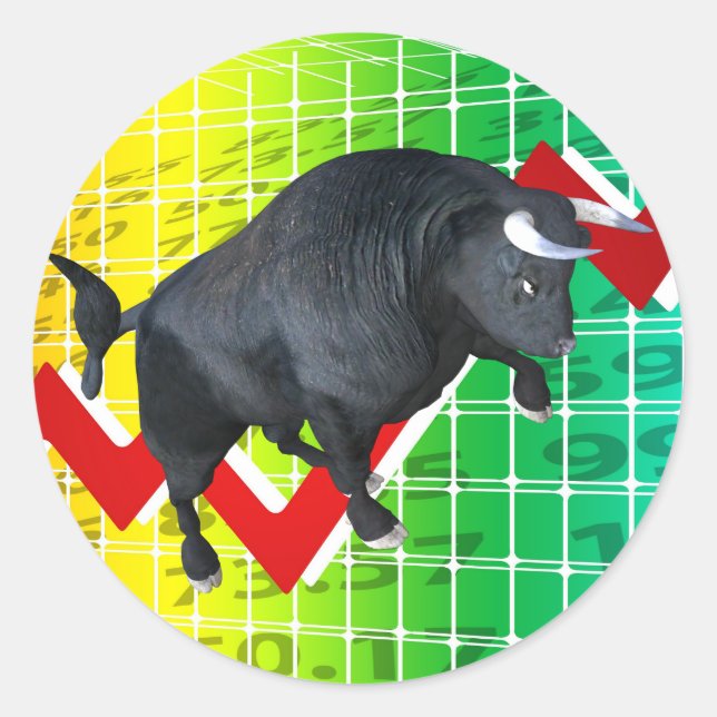 Berechnung des Bull Market Run Runder Aufkleber (Vorderseite)