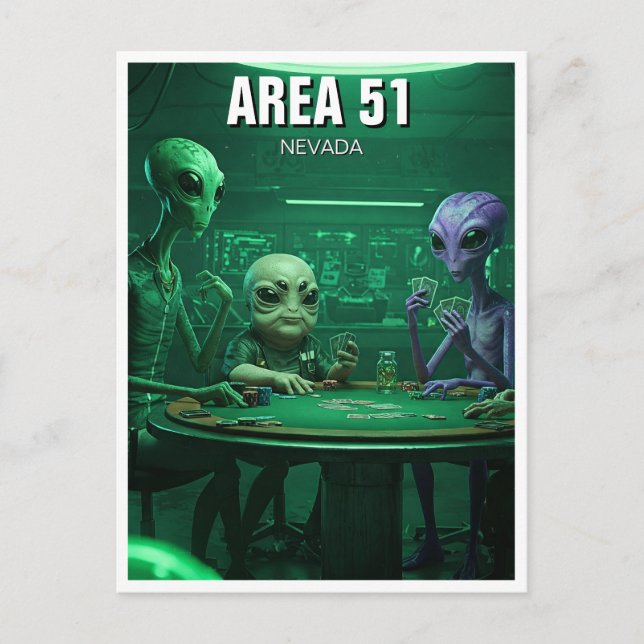Bereich 51 Nevada Außerirdischen Poker Postkarte (Vorderseite)