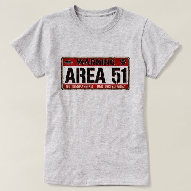BEREICH 51 T - Shirt mit Warnhinweis (Design vorne)