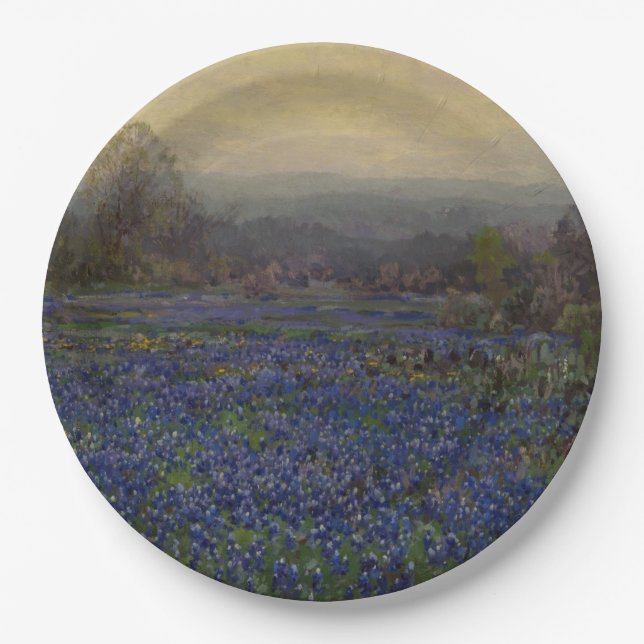 Bereich Bluebonnet-Blume (Landschaft des ländliche Pappteller (Vorderseite)