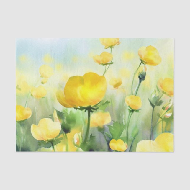 Bereich der Blume-Buttertassen (B) Aquarell Seidenpapier (Vorderseite)