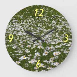 Bereich der Daisies Alaskan-Wildblumen Große Wanduhr