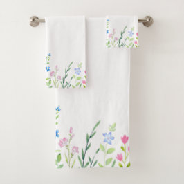 Bereich der gemischten Aquarellfarben-Wildblumen Badhandtuch Set