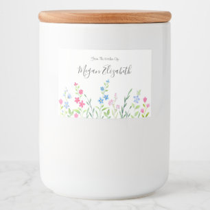 Bereich der gemischten Aquarellfarben-Wildblumen Lebensmitteletikett