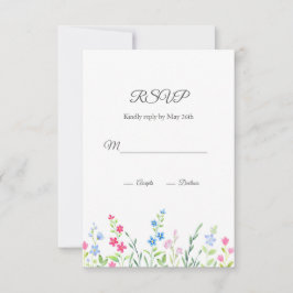 Bereich der gemischten Aquarellfarben-Wildblumen RSVP Karte