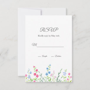 Bereich der gemischten Aquarellfarben-Wildblumen RSVP Karte