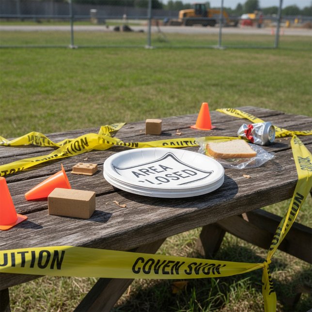 Bereich Sperrzone für Schilderwarnung Pappteller (Von Creator hochgeladen)
