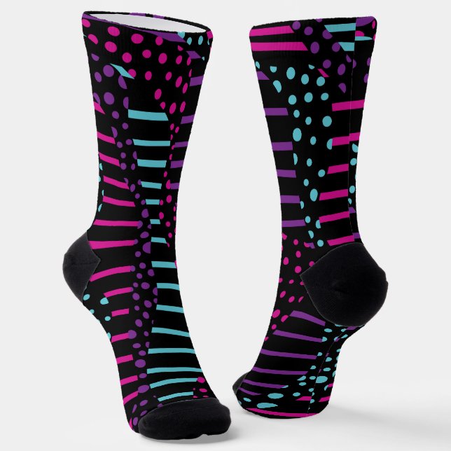 Bereiche und Streifen 2 - Rosa, Lila, Blau und Sch Socken (Gewinkelt)