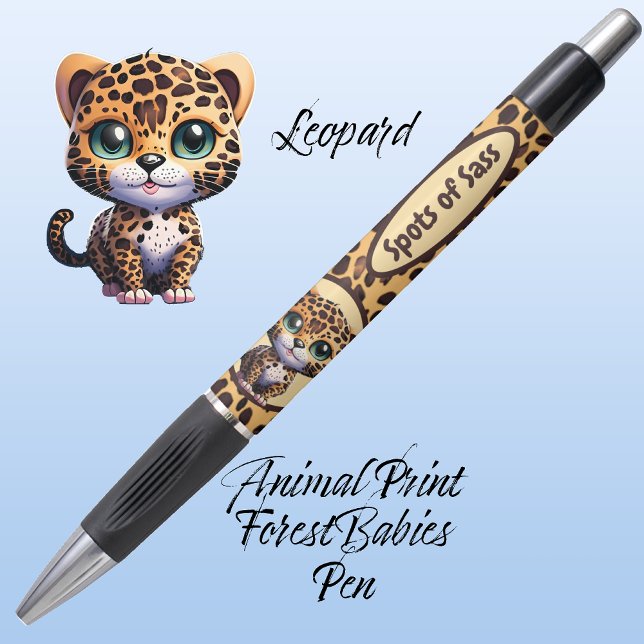 Bereiche von Sass, Niedliche Leopard Safari 🐆 Kugelschreiber ("Spots of Sass" Leopard Kitty Cat Customizable ForestBabies Feline Kitten Animal Print Pen 🐆)