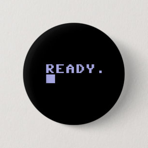 Bereit C64 Heimcomputer 80er Retro Gamer Coder Eri Button