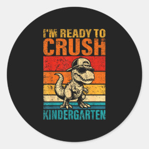 Bereit, den Kindergarten-Dinosaurier-Kindergarten Runder Aufkleber
