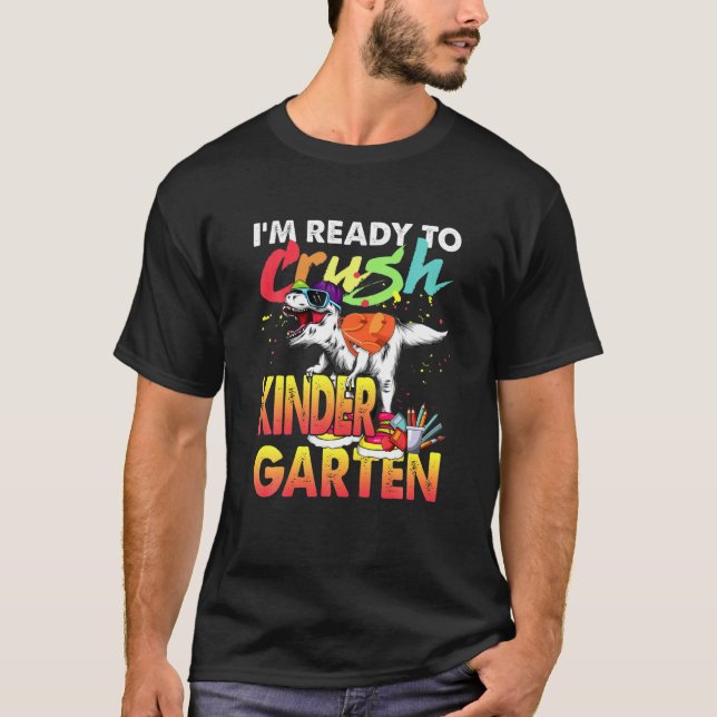 Bereit, den Kindergarten zurück in die Schule Dino T-Shirt (Vorderseite)